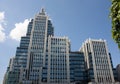 A large glass office building in the center of Moscow