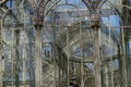 Large glass windows with different combinations of shapes and colors, Crystal Palace, Retiro Park, Madrid, Spain Royalty Free Stock Photo
