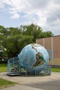 A large globe in front of the planetarium in the Prater Park in Vienna