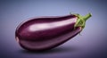 A large, glossy eggplant with a deep purple hue is depicted against a gradient background generated Royalty Free Stock Photo