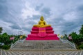 Large gold Buddha statue in Wat Bot, Pathum Thani, Thailand