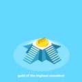 A large gold coin on top of the pyramid, Royalty Free Stock Photo