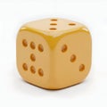 Large Gold Dice with Dots on a White Background yellow Royalty Free Stock Photo