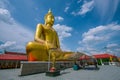 The large golden Buddha statue is located at Bang Chak Temple, Nonthaburi Province.