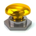 Large golden button 3d illustration