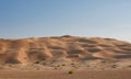 Large golden dune with undulating sand lines. Oman