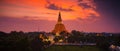 Large golden pagoda Located in the community at sunset , Phra Pathom Chedi , Nakhon Pathom province, Thailand. This is public