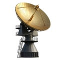 Large Golden Satellite Dish Antenna on Black Background Royalty Free Stock Photo