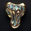 Organic Biomorphism: Golden Tooth With Swirling Blue And White