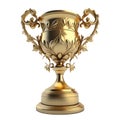 Large golden trophy on transparent background