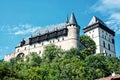 Large gothic castle Karlstejn, blue filter Royalty Free Stock Photo