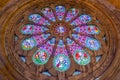 large gothic rose window inside Lisbon's SÃ© Basilica