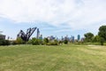 Large Grass Field at Ping Tom Memorial Park in Chinatown with a Chicago Skyline View