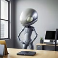 Large gray alien in a position of strength