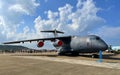 Large gray plane on the ground at Zhuhai International Aviation Expo and public Defense Exhibition