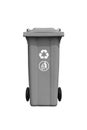 Large gray trash can with recycle mark