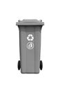 Large gray trash can with recycle mark Royalty Free Stock Photo