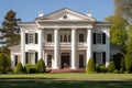 large greek revival mansion with balanced pediments and pilasters