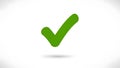 A large green checkmark on a white background with a subtle shadow effect Royalty Free Stock Photo