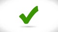 A large green checkmark on a white background with a subtle shadow effect Royalty Free Stock Photo