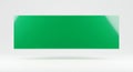 A large green rectangular block appears to be floating against a neutral gray