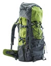 Large green touristic backpack isolated on white Royalty Free Stock Photo