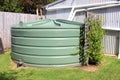 Large green water tank