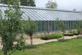 A large greenhouse in the kitchen garden of an English country house Royalty Free Stock Photo