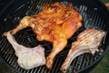 Large grilled chicken and bbq pork chop Royalty Free Stock Photo