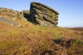 Large Gritstone rock on Stanage Edge known as the Cowper Stone Royalty Free Stock Photo