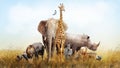 Safari Animals in Africa Composite Royalty Free Stock Photo