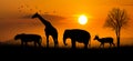 Large group of african safari animals. Wildlife conservation concept