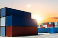 group of cargo containers at the docks Royalty Free Stock Photo