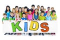 Large Group of Children Holding Board Kids Concept Royalty Free Stock Photo