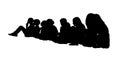 Large group of children seated silhouettes 1