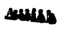 Large group of children seated silhouettes 2