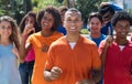 Large group of dancing young man and woman Royalty Free Stock Photo