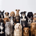 Large group of different dogs in front of a white background Royalty Free Stock Photo