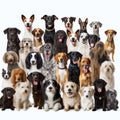 Large group of different dogs in front of a white background Royalty Free Stock Photo