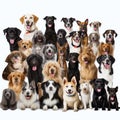 Large group of different dogs in front of a white background Royalty Free Stock Photo