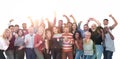 large group of different happy people standing together. Royalty Free Stock Photo