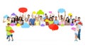 Large Group of Diverse People Holding Placard and Speech Bubble Royalty Free Stock Photo