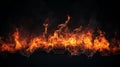 A large group of fire flames on a black background Royalty Free Stock Photo