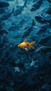 A large group of fish swimming in the ocean. Generative AI Royalty Free Stock Photo