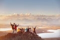 Large group of happy friends in mountainsv area Royalty Free Stock Photo