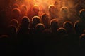 Crowd of People Standing in Front of Bright Light. Generative AI Royalty Free Stock Photo