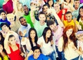 Large group of international students smiling