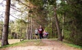 Large group of multi generation people running a race competition in nature. Royalty Free Stock Photo