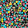 Large Group of Multicolored Circles on a Black Background. Generative AI. Royalty Free Stock Photo