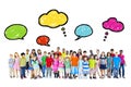 Large Group of Multiethnic Children With Speech Bubbles Royalty Free Stock Photo